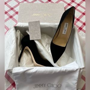 Jimmy Choo Black Suede Pumps; Size 37 1/2; New in Box